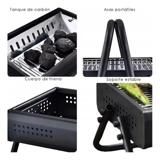 Foto 3 | Parrilla Asador De Carbon Portatil Camping Con Asa Color Negro