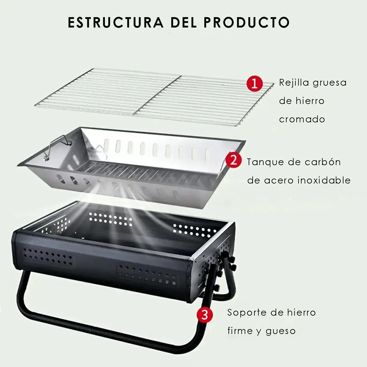 Foto 4 | Parrilla Asador De Carbon Portatil Camping Con Asa Color Negro