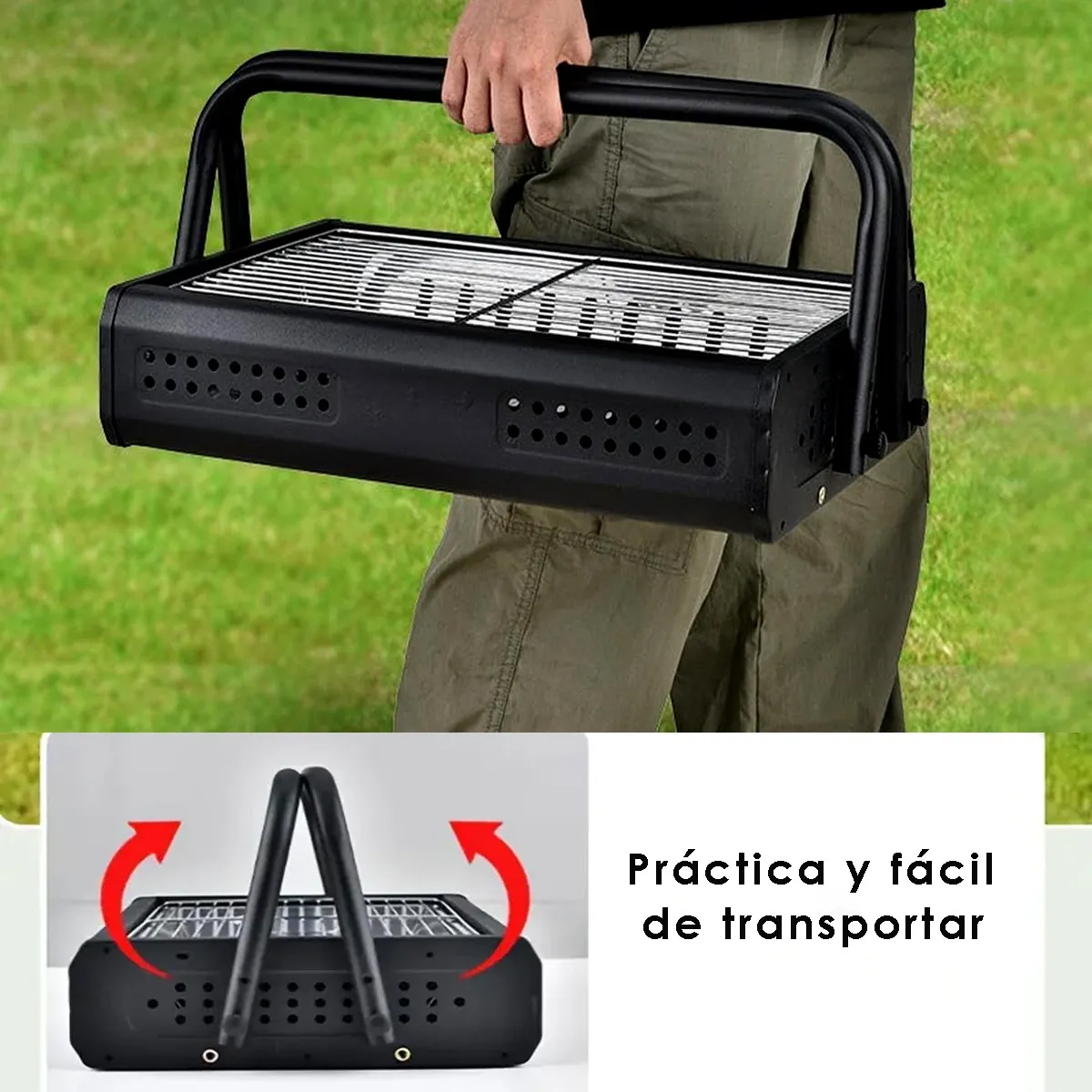 Foto 7 pulgar | Parrilla Asador De Carbon Portatil Camping Con Asa Color Negro