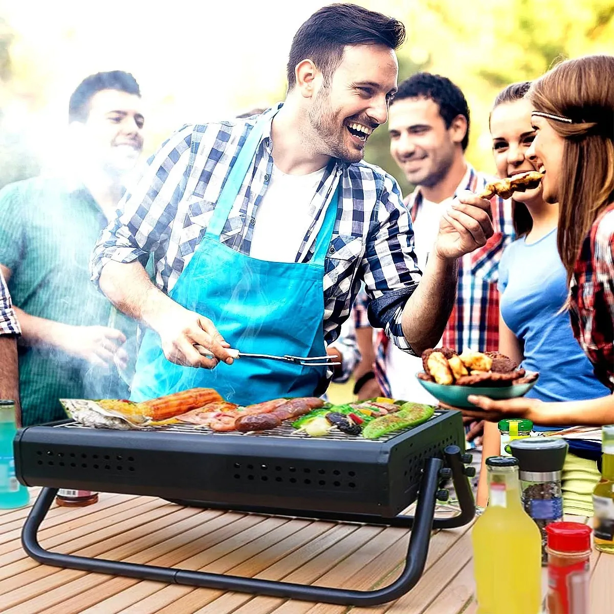 Foto 8 pulgar | Parrilla Asador De Carbon Portatil Camping Con Asa Color Negro