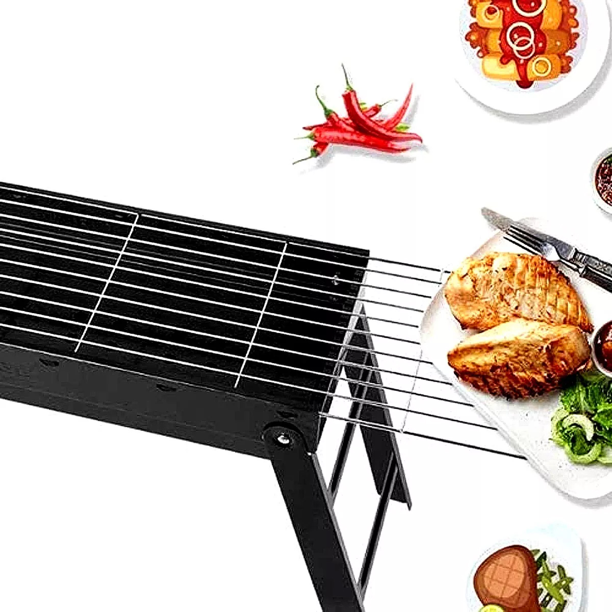 Foto 5 pulgar | Parrilla De Carbon Portatil Plegable Asador De Jardín Color Negro