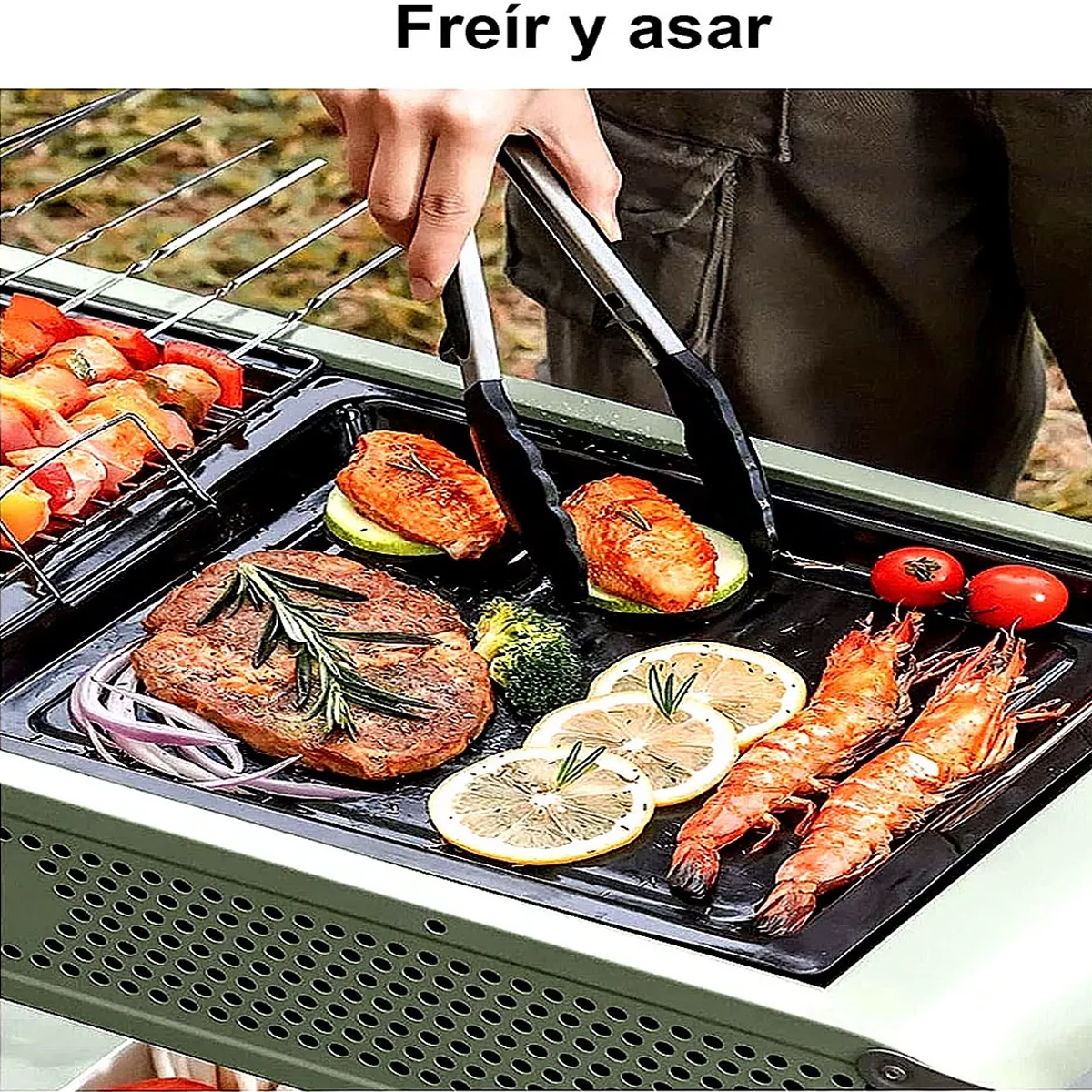 Foto 4 pulgar | Parrilla Asador De Carbon Plegable Portatil Camping Color Gris