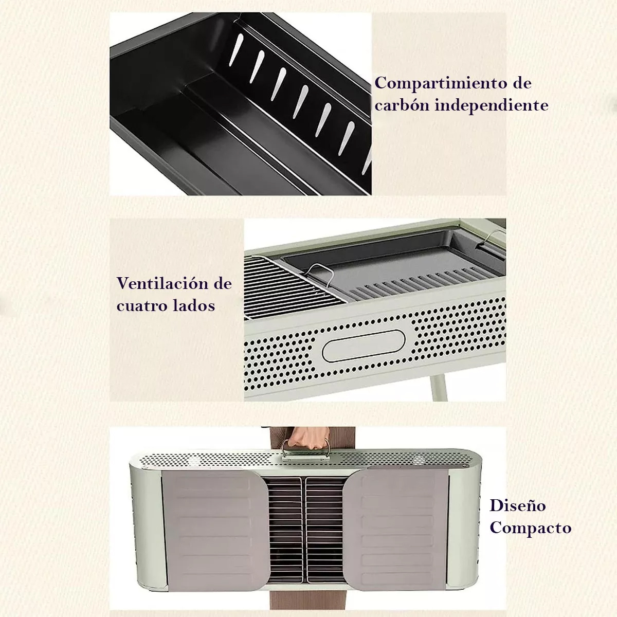 Foto 5 pulgar | Parrilla Asador De Carbon Plegable Portatil Camping Color Gris