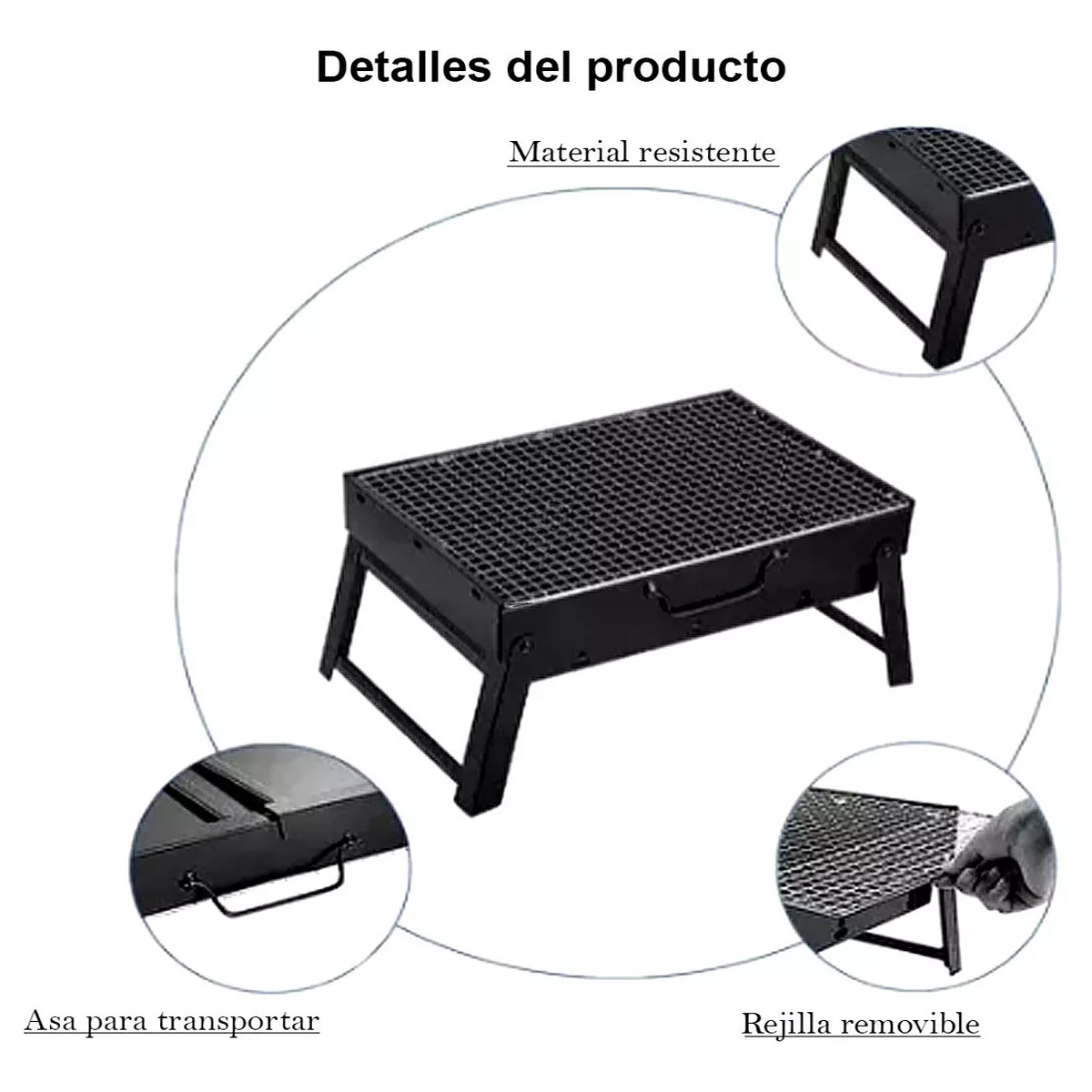 Foto 4 pulgar | Parrilla Plegable Asador De Carbón Portátil Jardín Camping Color Negro