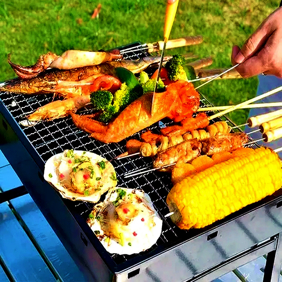Foto 7 pulgar | Parrilla Plegable Asador De Carbón Portátil Jardín Camping Color Negro