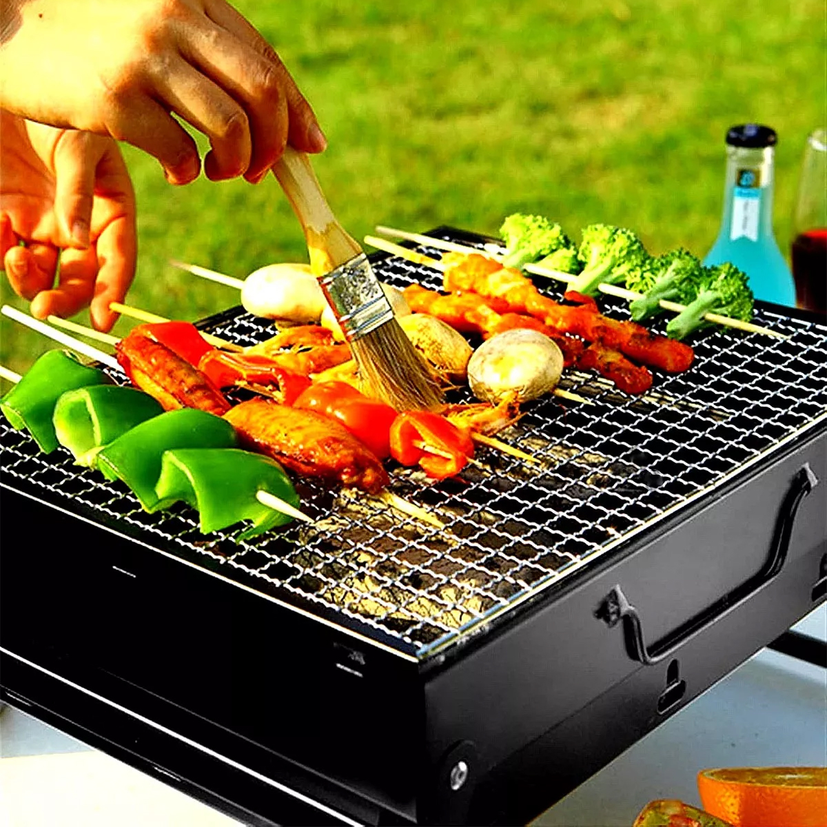 Foto 7 | Parrilla Plegable Asador De Carbón Portátil Jardín Camping Color Negro