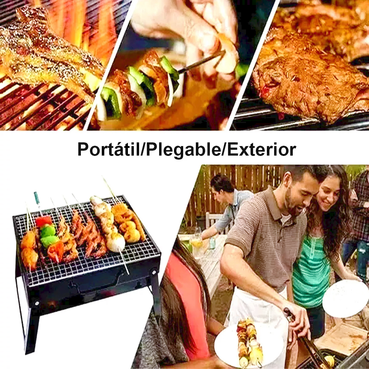 Foto 9 pulgar | Parrilla Plegable Asador De Carbón Portátil Jardín Camping Color Negro