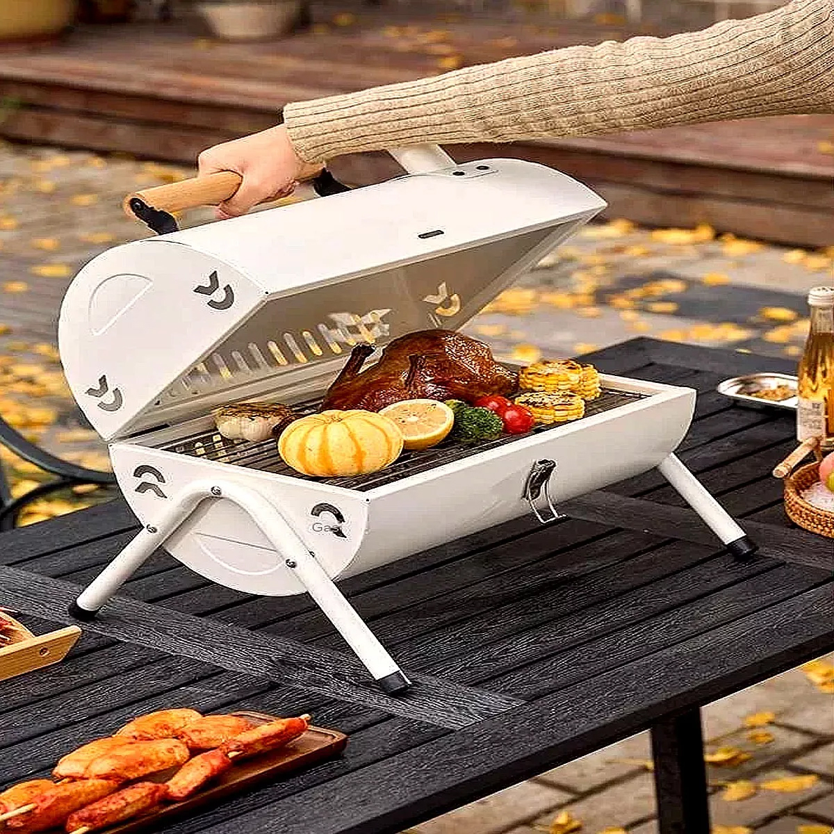 Foto 6 pulgar | Parrilla Plegable Asador De Carbón Doble Cara Portátil