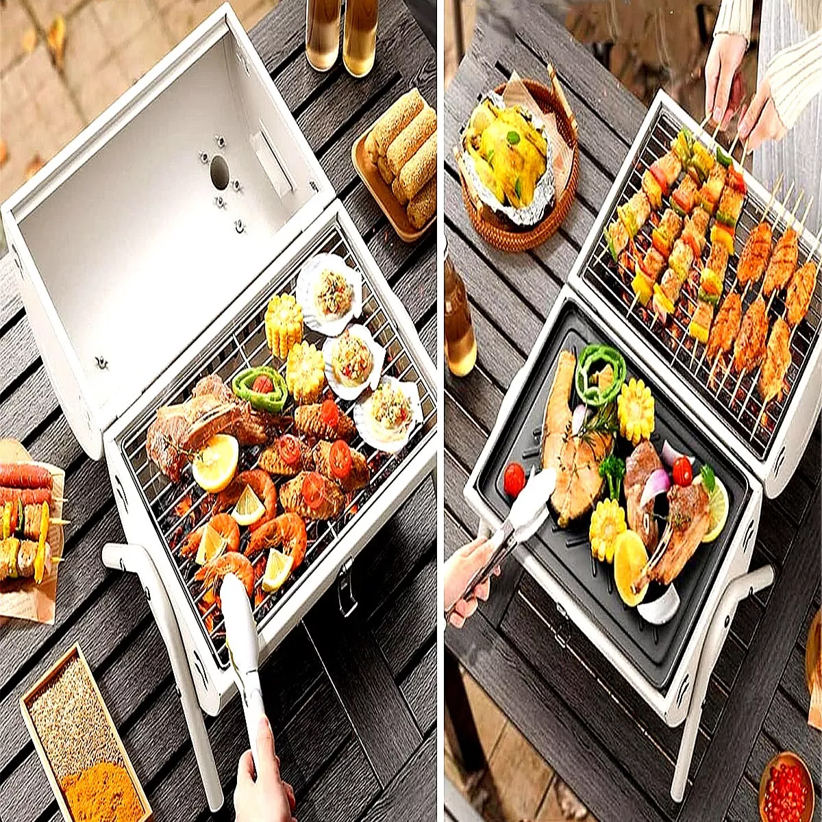 Foto 8 | Parrilla Plegable Asador De Carbón Doble Cara Portátil