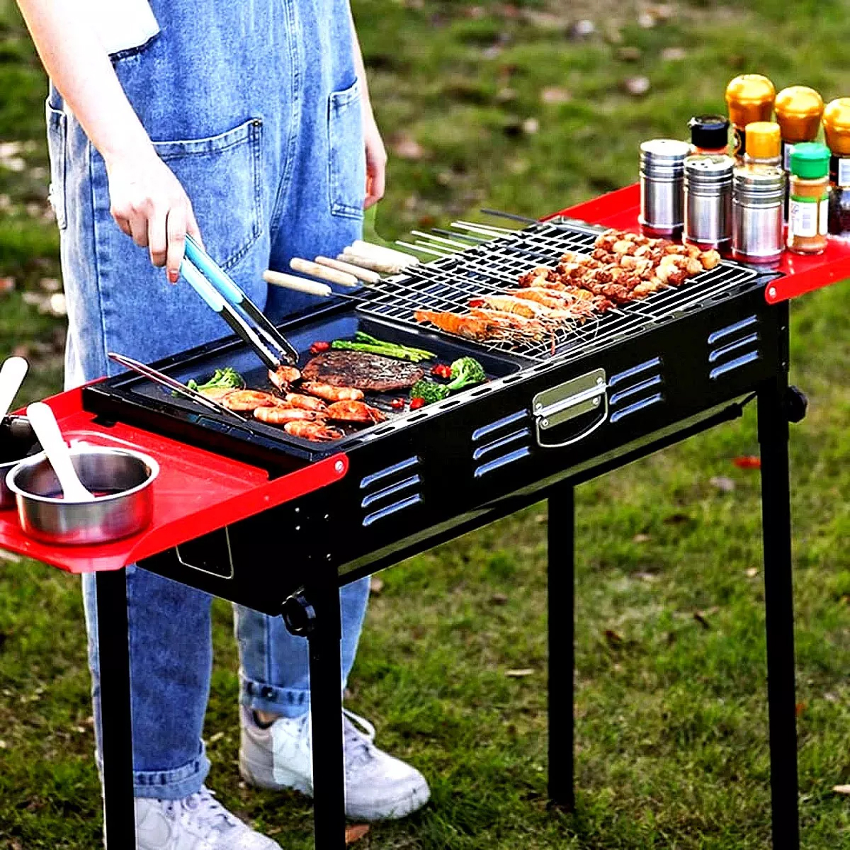 Foto 9 pulgar | Parrilla Portatil Asador De Carbon Plegable Al Aire Libre