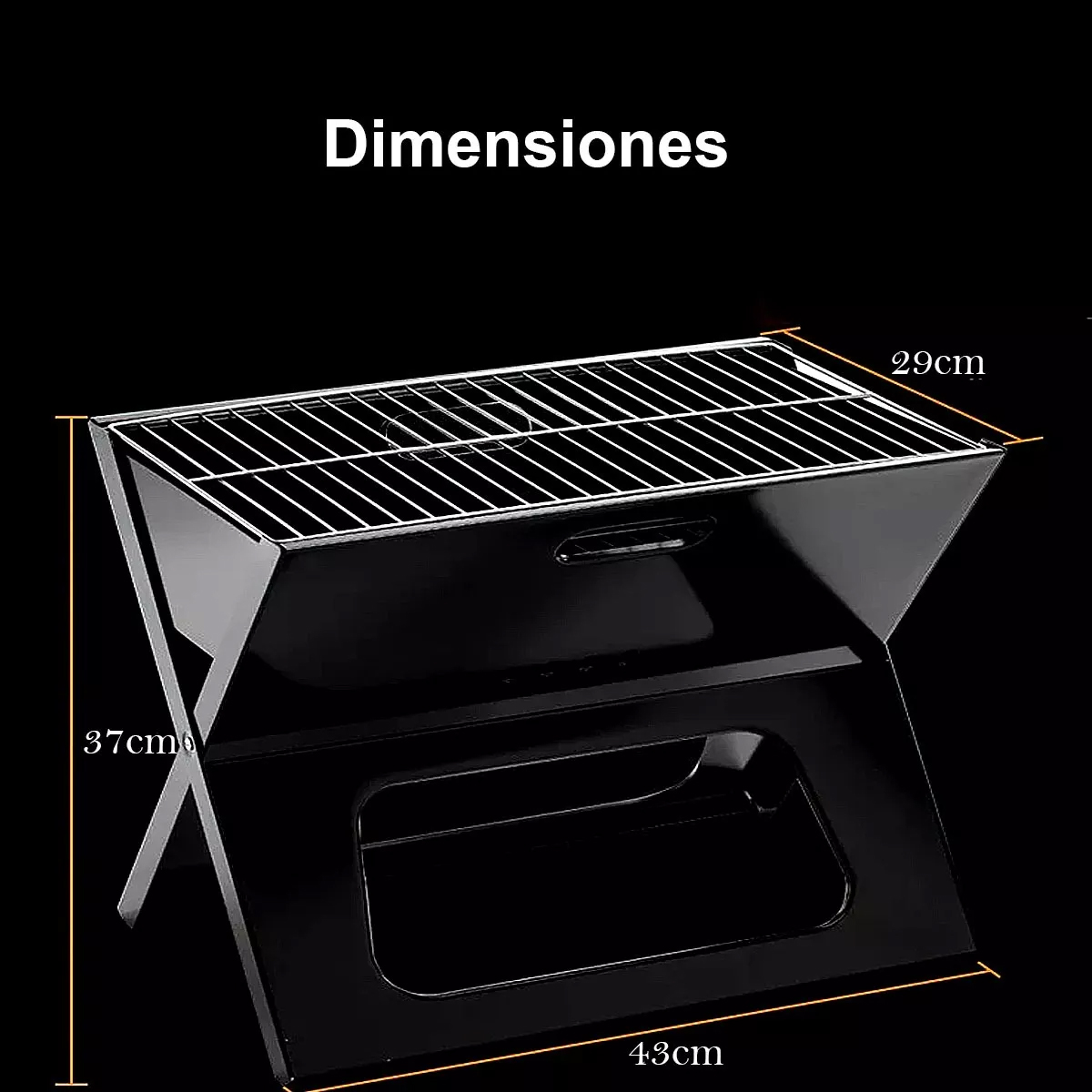 Foto 3 pulgar | Parrilla Asador Portatil Plegable De Carbon Camping Picnic Color Negro