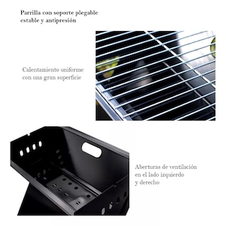 Foto 4 | Parrilla Asador Portatil Plegable De Carbon Camping Picnic Color Negro
