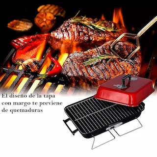 Foto 6 | Parrilla Portátil de Carbón Plegable Kitchenes Tapa Roja