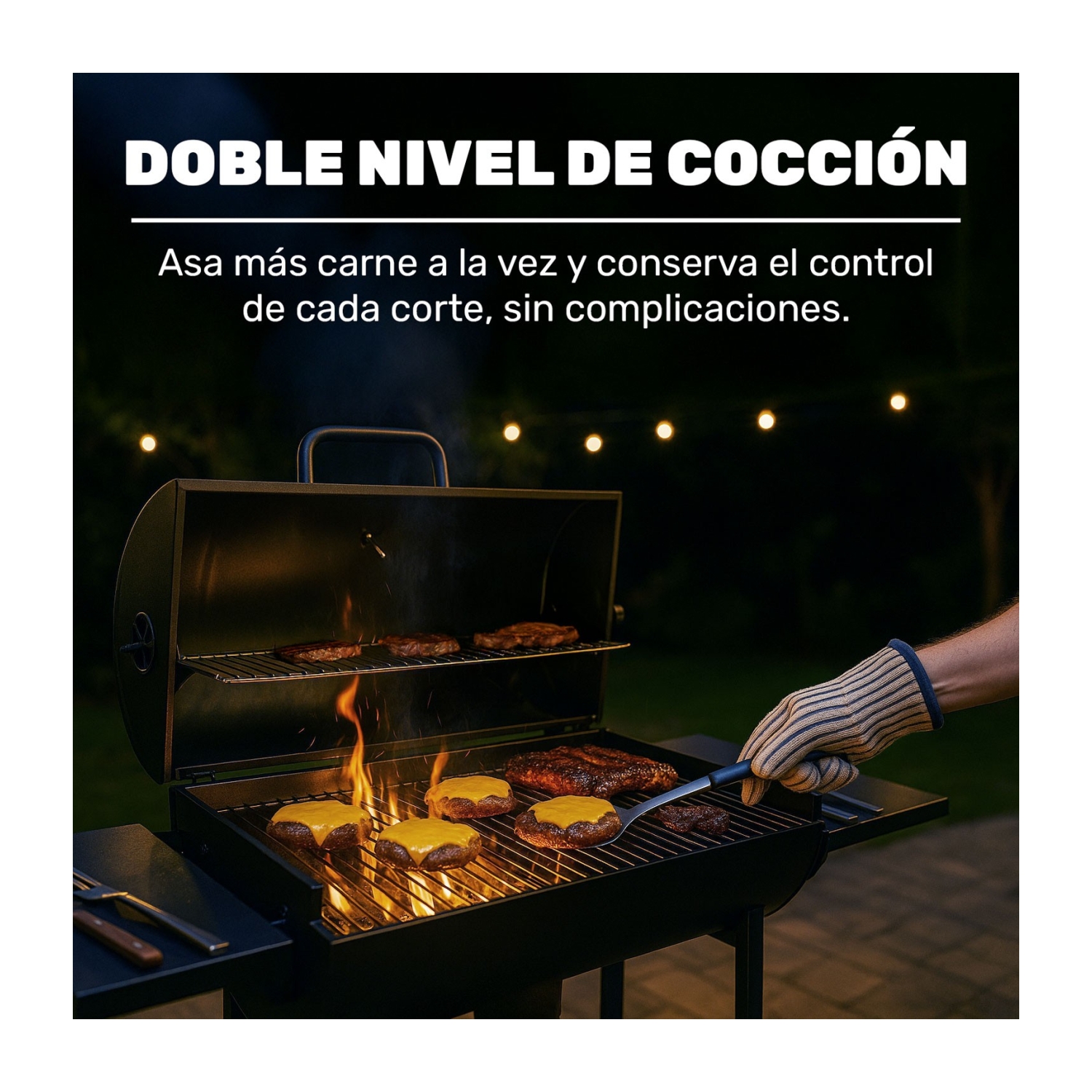 Foto 4 pulgar | Asador Carne Parrilla Carbon Bbq Movil Termometro Cenicero Jardimex