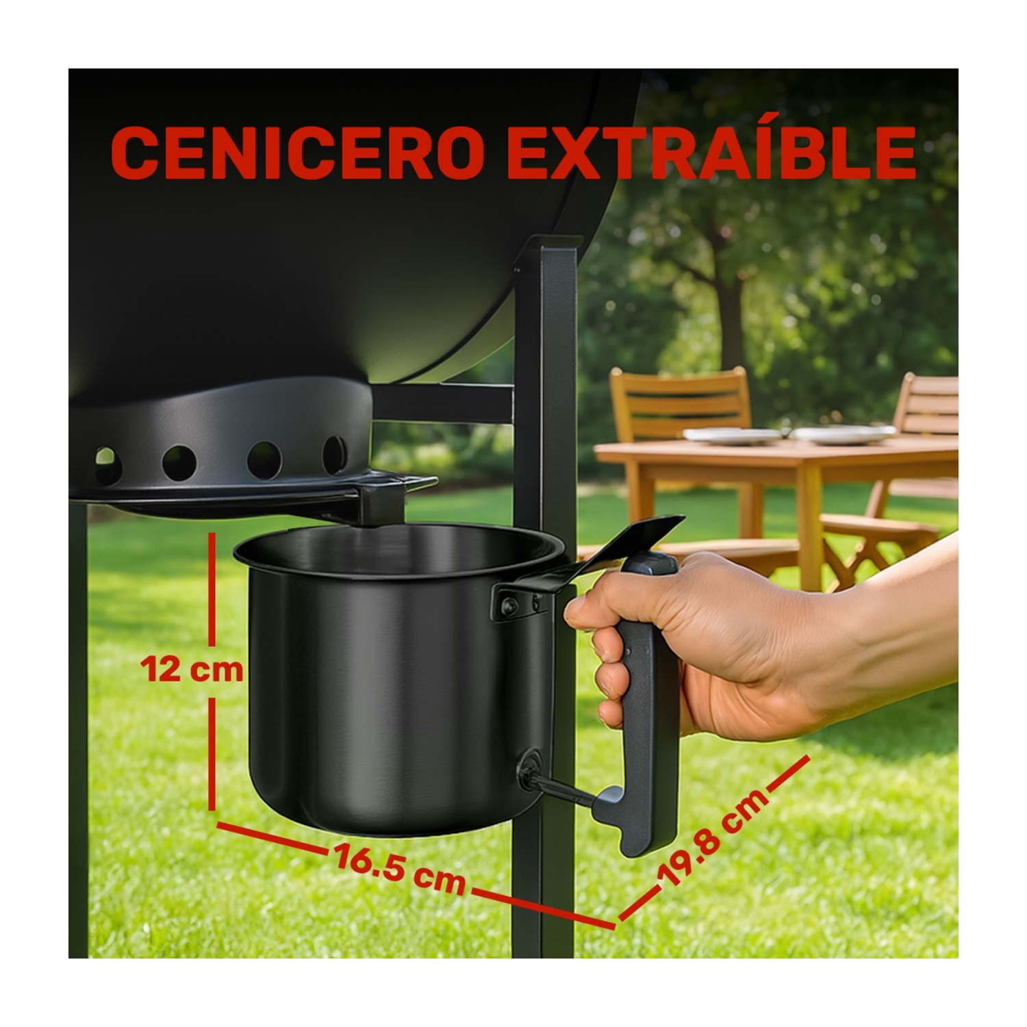 Foto 5 pulgar | Asador Carne Parrilla Carbon Bbq Movil Termometro Cenicero Jardimex