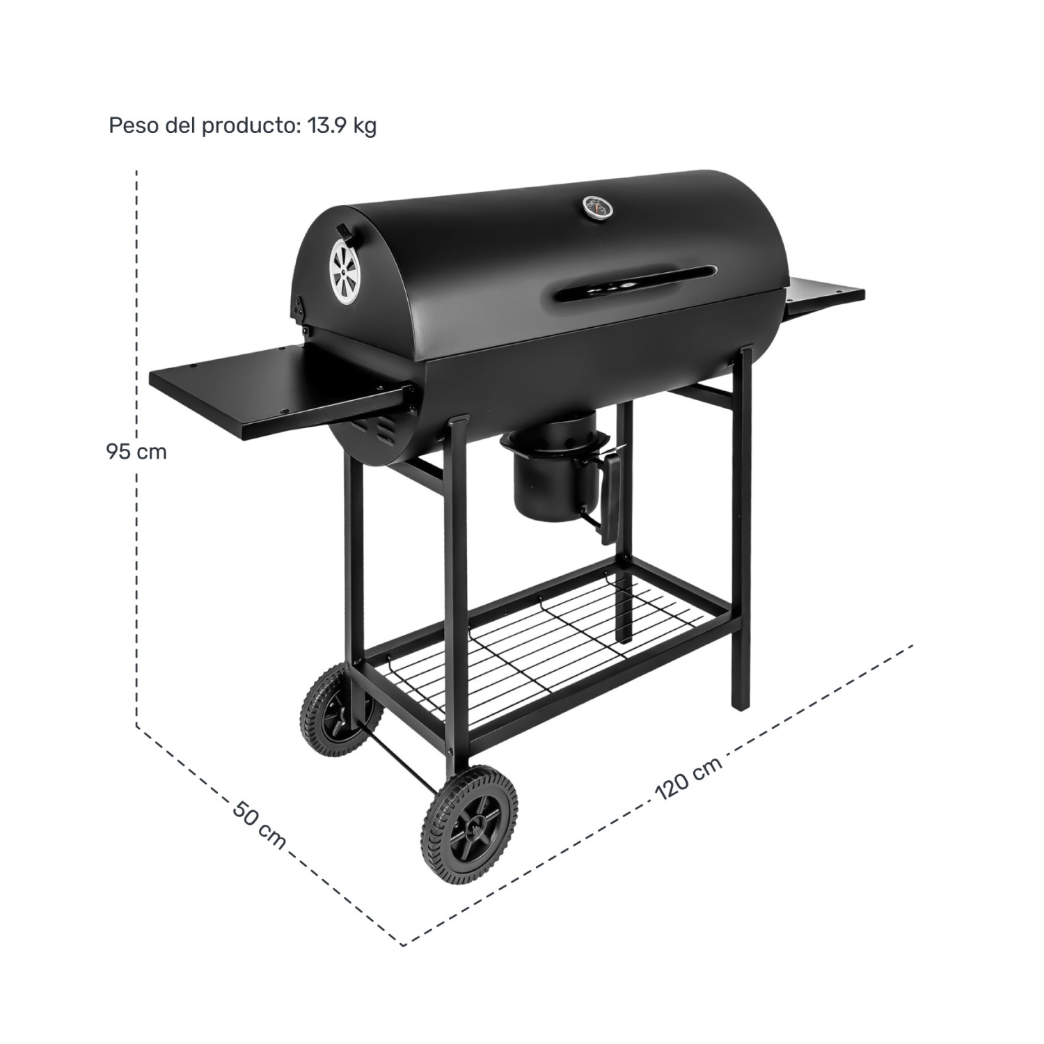 Foto 8 | Asador Carne Parrilla Carbon Bbq Movil Termometro Cenicero Jardimex