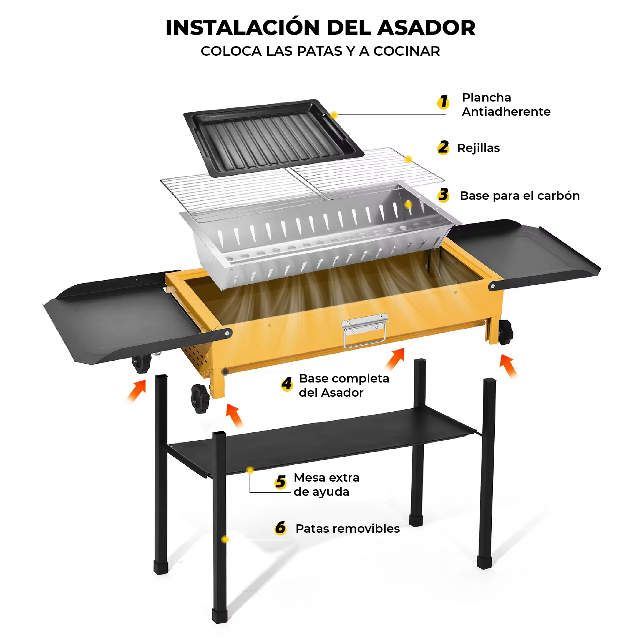 Foto 6 pulgar | Asador De Carbón Portátil Acero Inoxidable Parrilla Bbq Portátil Plegable