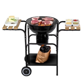 Foto 1 | Asador de Carbón Avera Ac18ml 44 cm con Mesas Laterales de Madera y Ruedas para Transportar