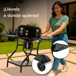 Foto 5 | Asador de Carbón Avera Ac22ml Portátil 22'' con Mesas Laterales Acero Inoxidable y Ruedas para Transportar