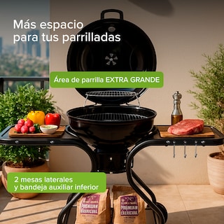 Foto 6 | Asador de Carbón Avera Ac22ml Portátil 22'' con Mesas Laterales Acero Inoxidable y Ruedas para Transportar