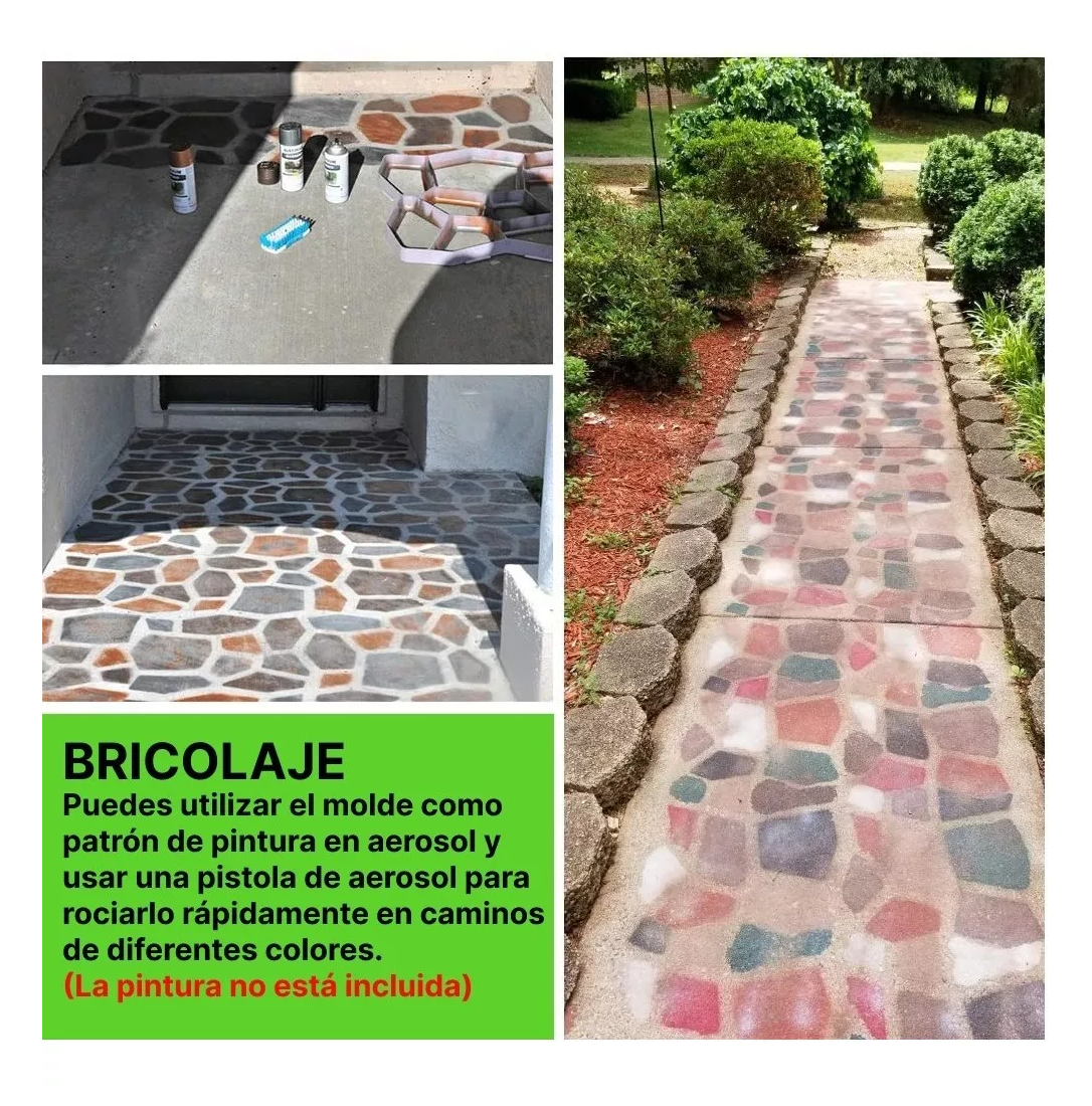 Foto 3 pulgar | Molde Concreto Estampado Molde Jardin Piedra Patio Negro