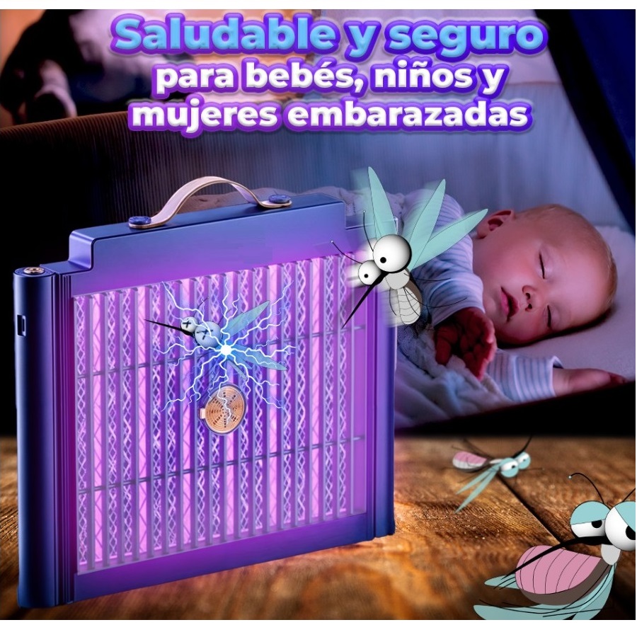Foto 5 pulgar | Lampara Uv Trampa Anti Moscos Recargable Rectangular ''zapper''