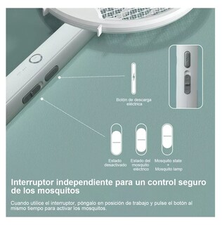 Foto 5 | Raqueta Eléctrica Mata Moscas Y Mosquitos Recargable Luz Led Blanco