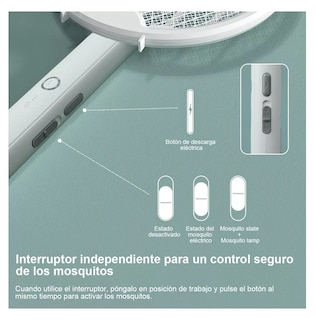 Foto 5 | Raqueta Eléctrica Mata Moscas Y Mosquitos Recargable Luz Led Blanco