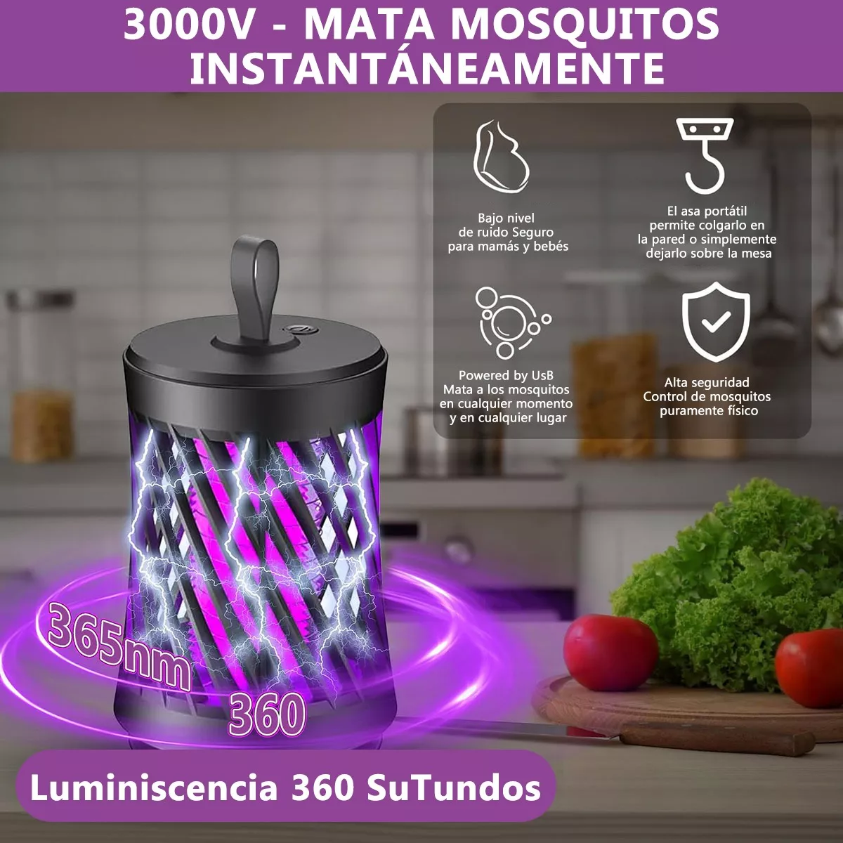 Foto 5 pulgar | Lámpara Repelente Eléctrica Impermeable 3000v Eo Safe Imports Esi-15271 Negro