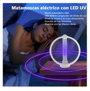 Foto 4 | Raqueta Eléctrica Recargable Mata Moscas Y Mosquitos Blanca