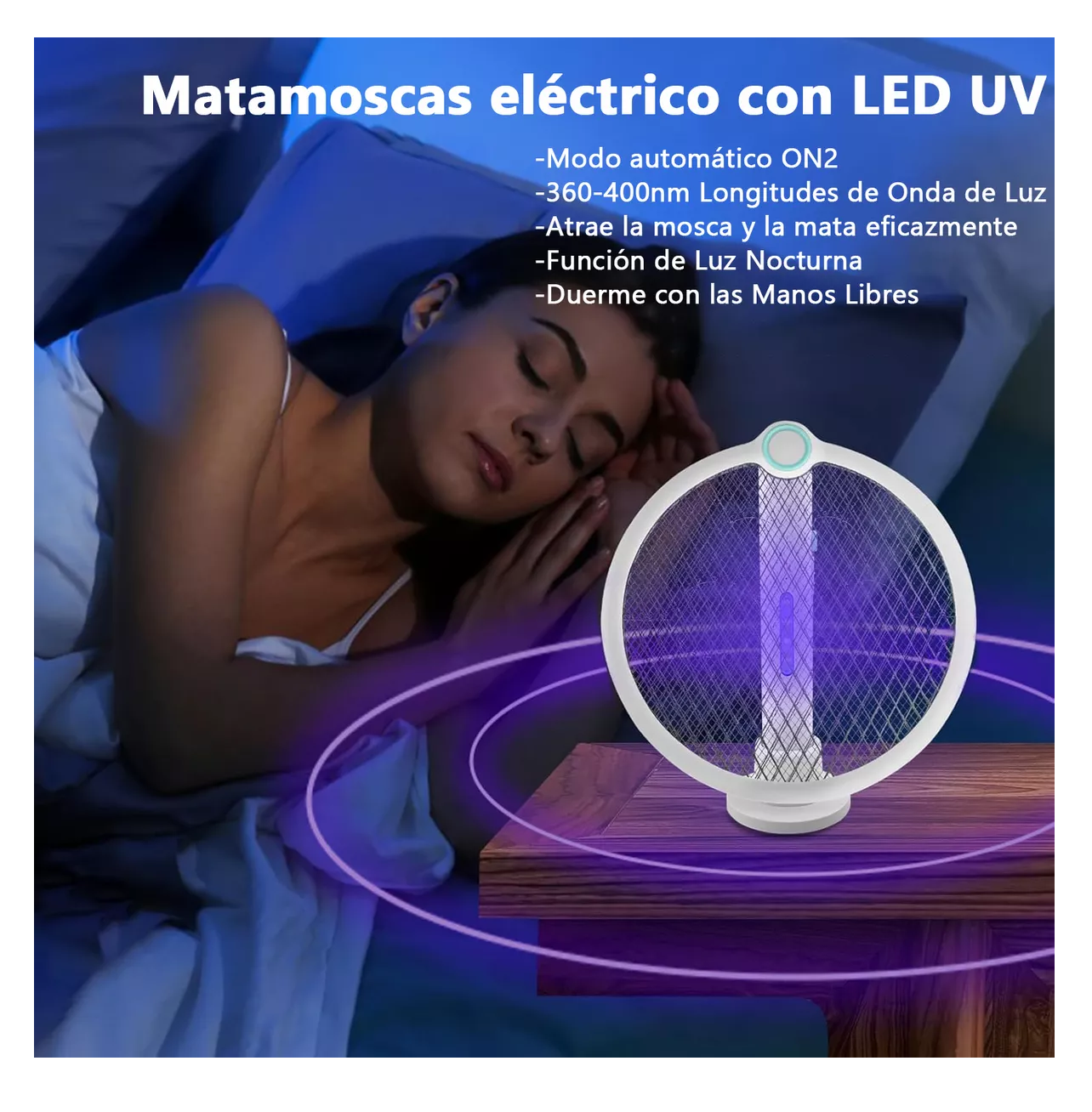 Foto 5 pulgar | Raqueta Eléctrica Recargable Mata Moscas Y Mosquitos Blanca