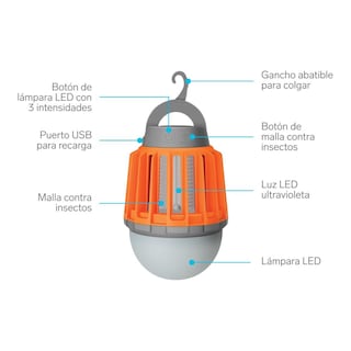 Foto 2 | Exterminador Electrónico De Insectos Portátil Con Función Foco Y Batería Recargable