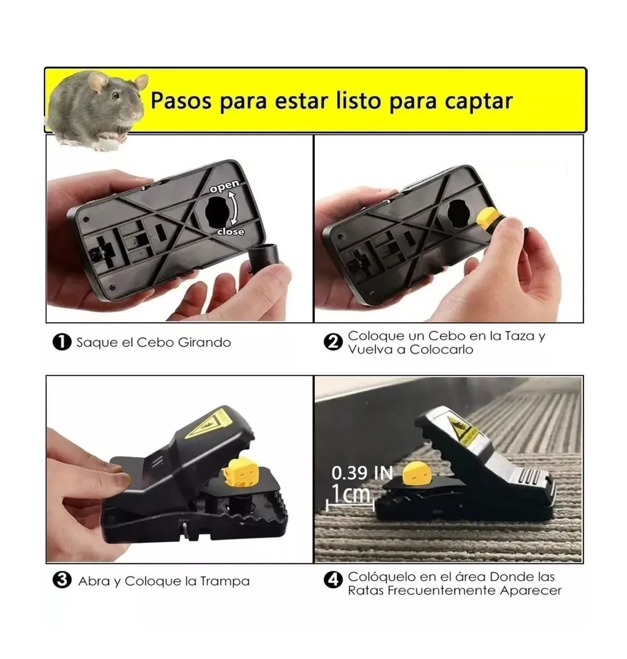 Foto 5 pulgar | Trampas para Ratones Belug Negras 4 Piezas