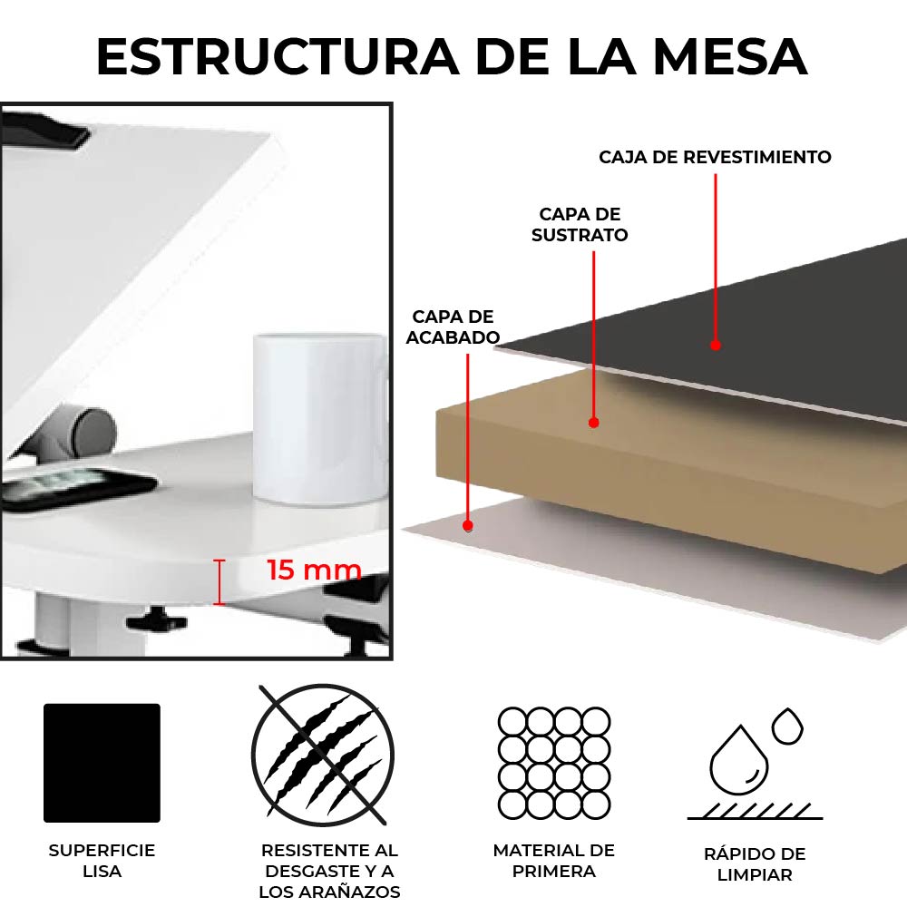 Foto 6 | Mesa Auxiliar Plegable Y Extraíble Escritorio Chic-fantasy para Laptop