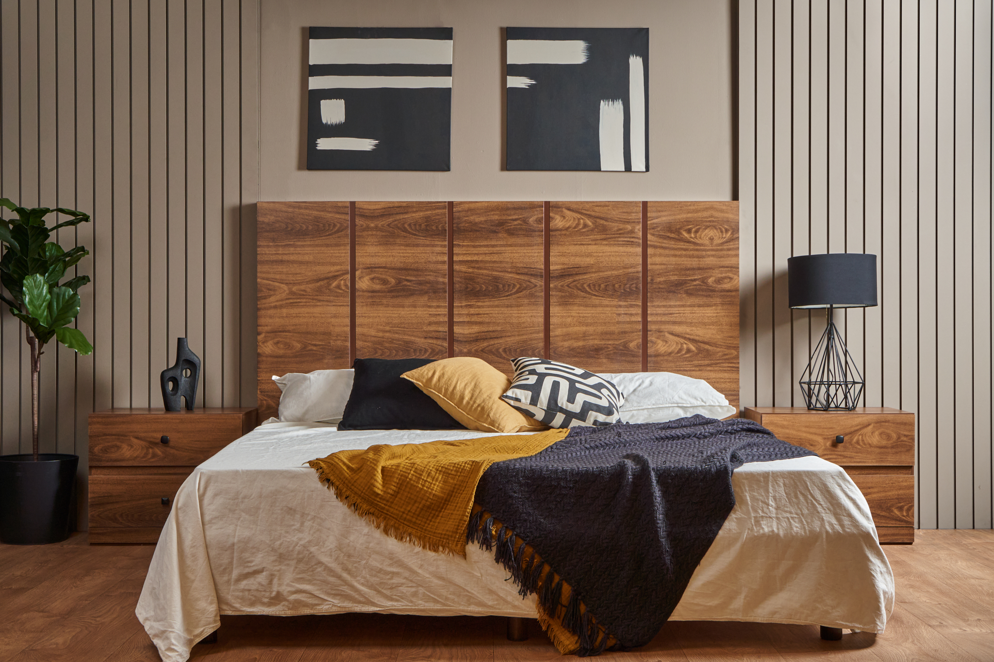 Foto 4 pulgar | Cabecera King Size Color Nogal - Madera Mdf