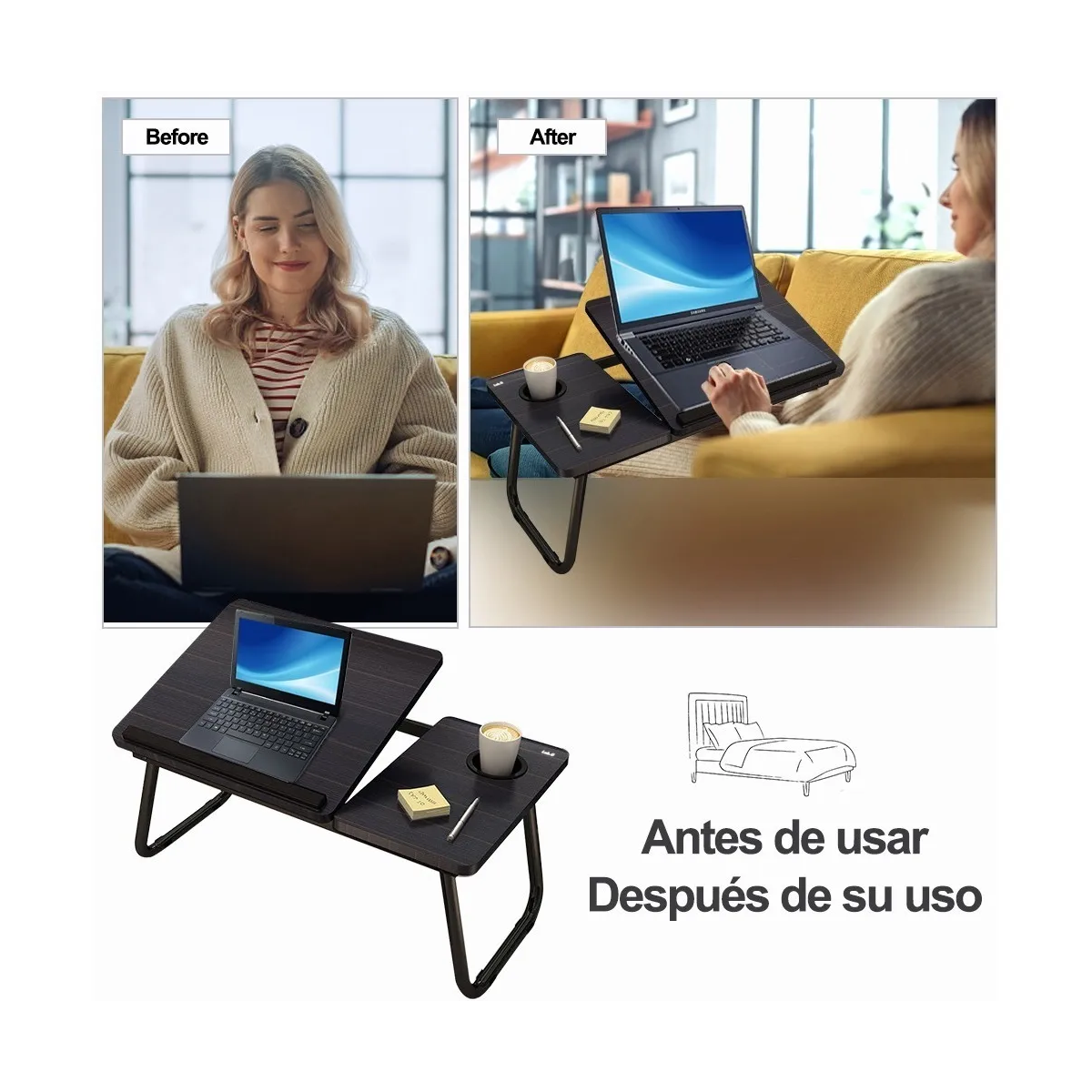 Foto 4 pulgar | Soporte Cama Portátil Plegable Para Laptop Lab.g Color Negro