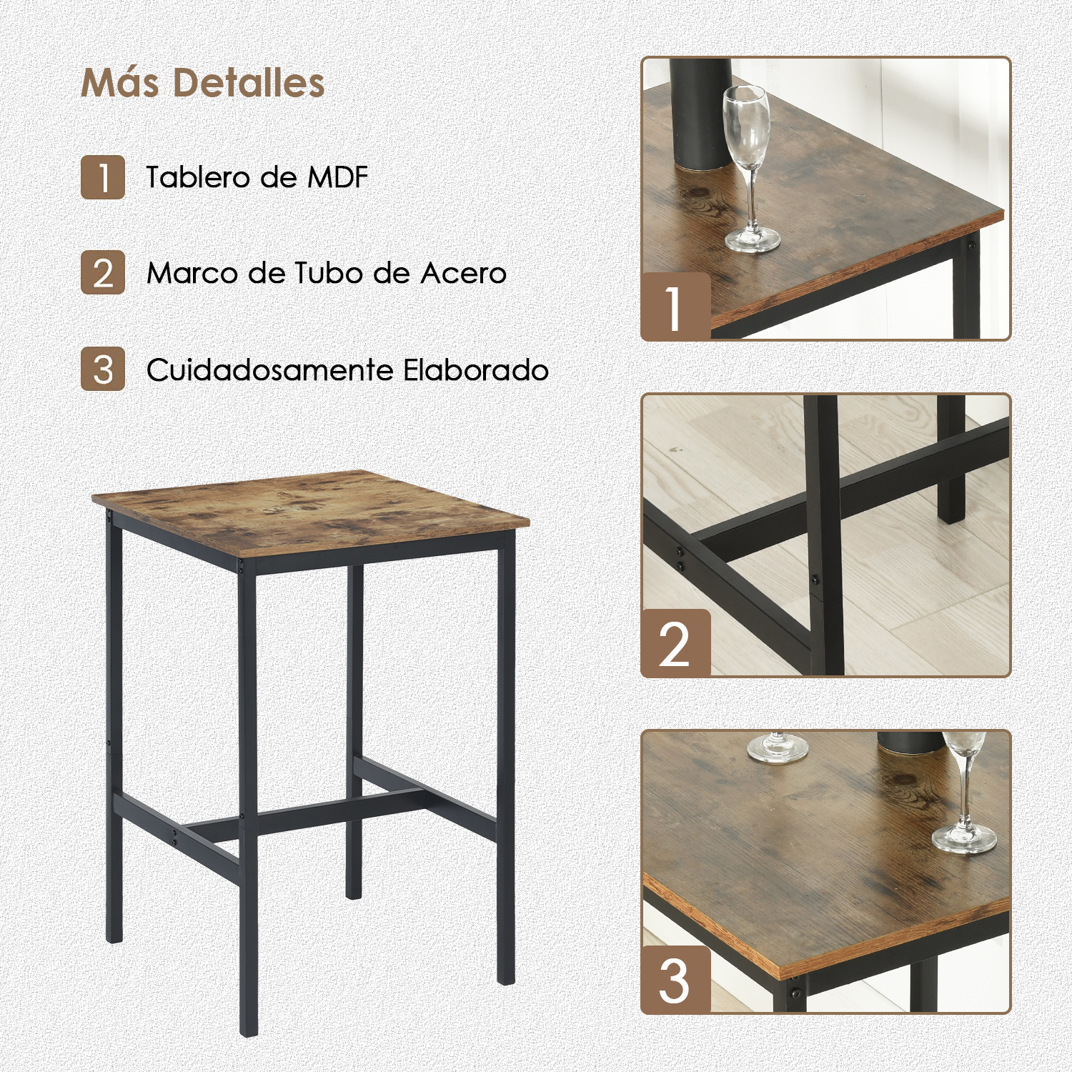 Foto 4 pulgar | Mesa de Bar Industrial Homemake Ance Vintage Marrón