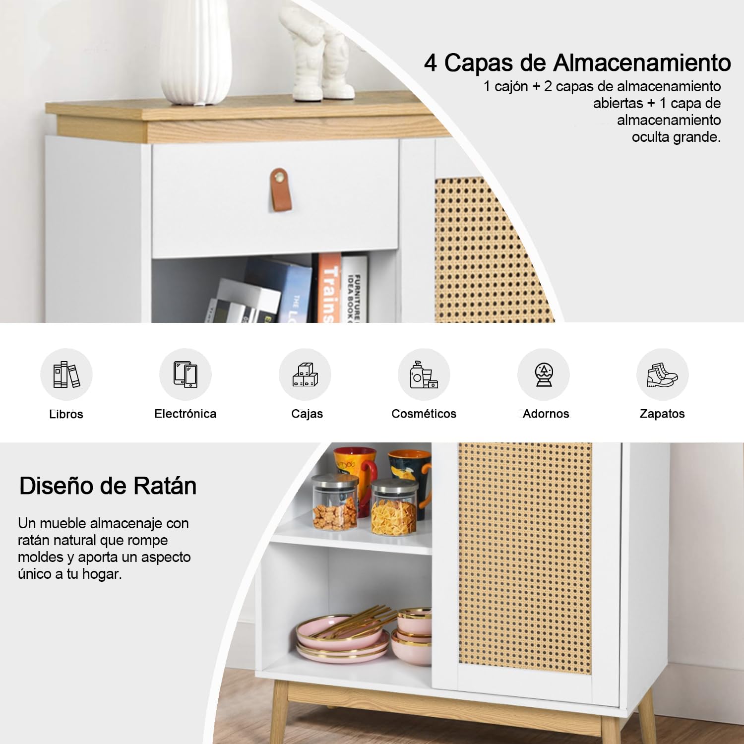 Foto 6 pulgar | Estantes De Cocina Furniturer Sorath Blanco 80 X 39 X 95 Cm