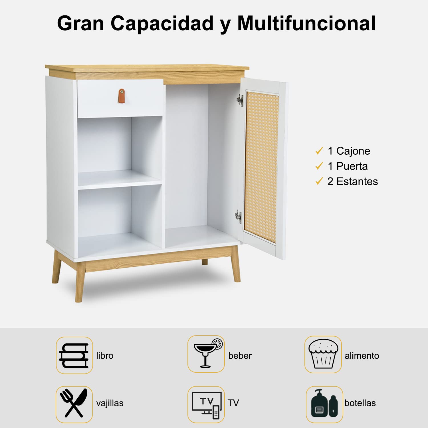 Foto 9 pulgar | Estantes De Cocina Furniturer Sorath Blanco 80 X 39 X 95 Cm