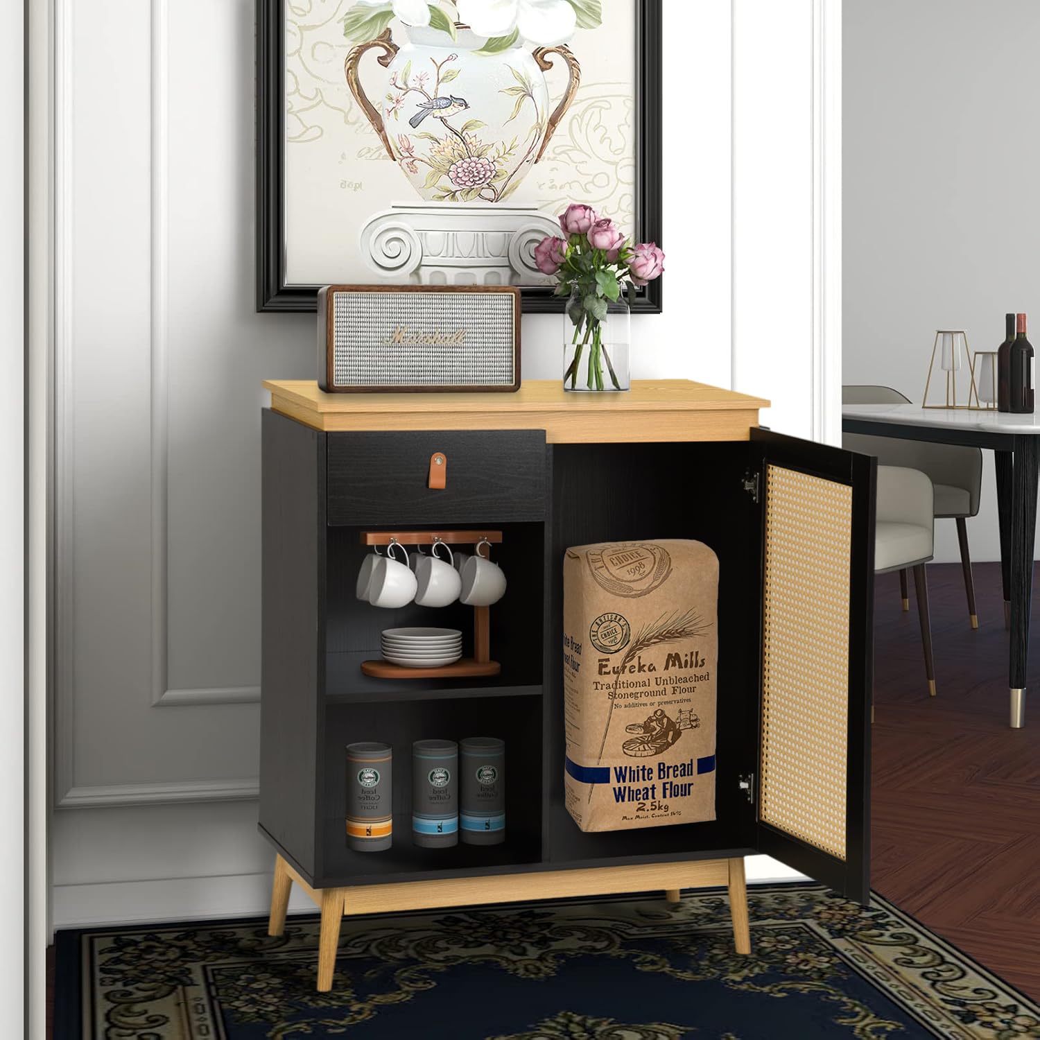 Foto 2 | Estantes De Cocina Furniturer Sorath Negro 80 X 39 X 95 Cm