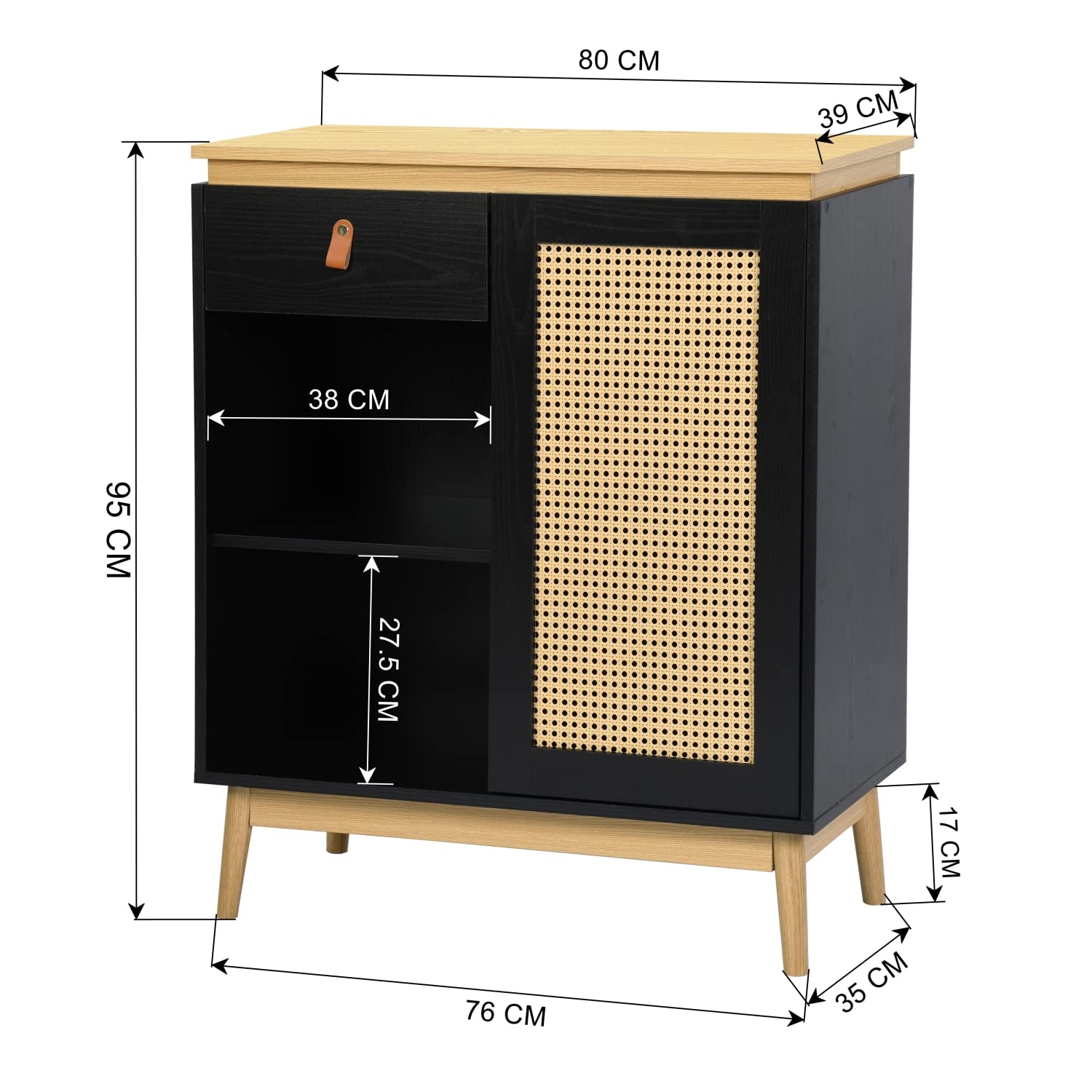 Foto 3 | Estantes De Cocina Furniturer Sorath Negro 80 X 39 X 95 Cm