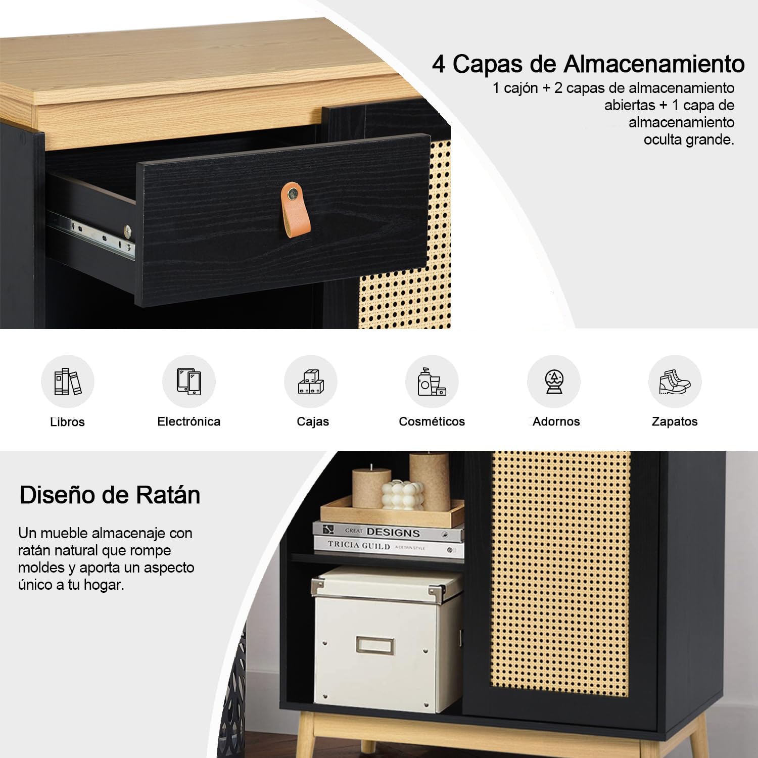 Foto 5 | Estantes De Cocina Furniturer Sorath Negro 80 X 39 X 95 Cm