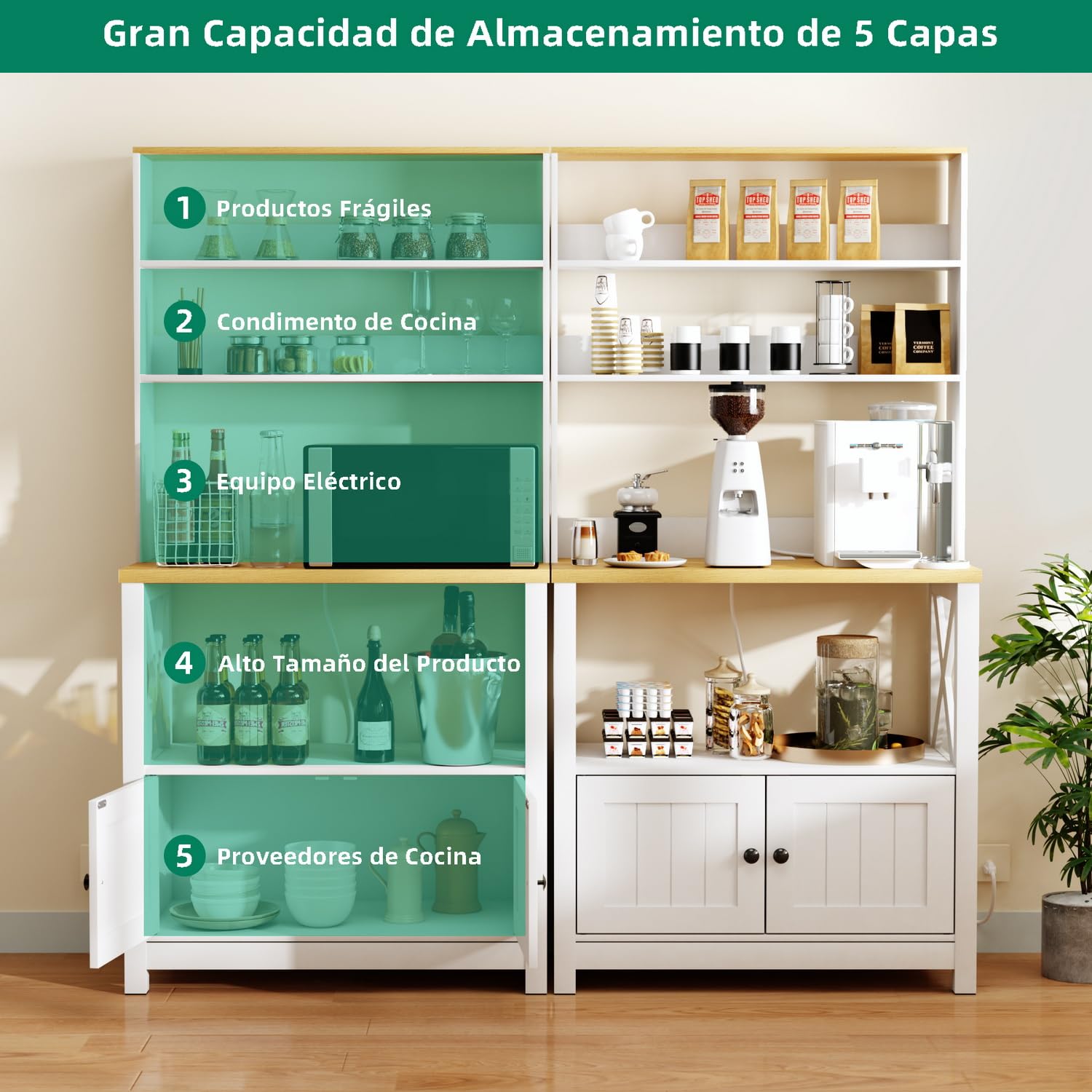 Foto 7 | Estantes De Cocina Furniturer Farm Blanco