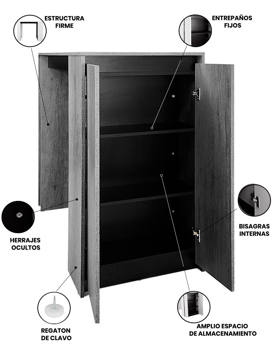 Foto 2 | Barra Desayunadora Para Cocina  Mesa Alta Rectangular  120cm De Altura  Con Puertas Dobles