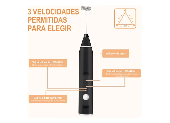 Foto 4 pulgar | Espumador de Leche Xtellar USB 3 Velocidades