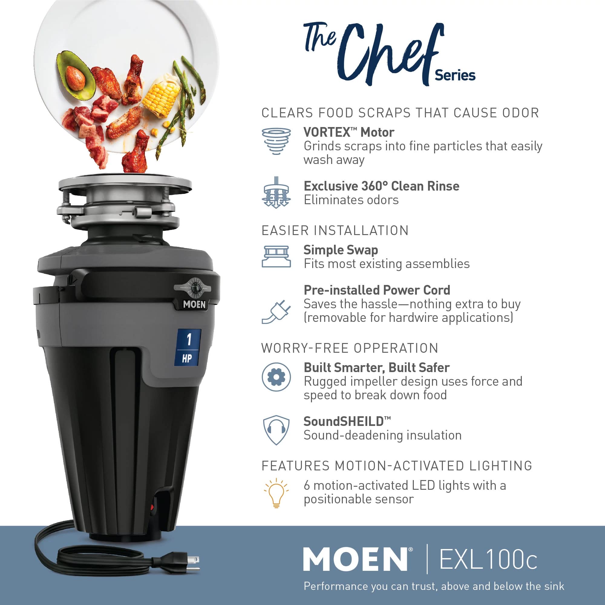 Foto 3 pulgar | Triturador de Comida Moen Chef Series 1 HP - Venta Internacional