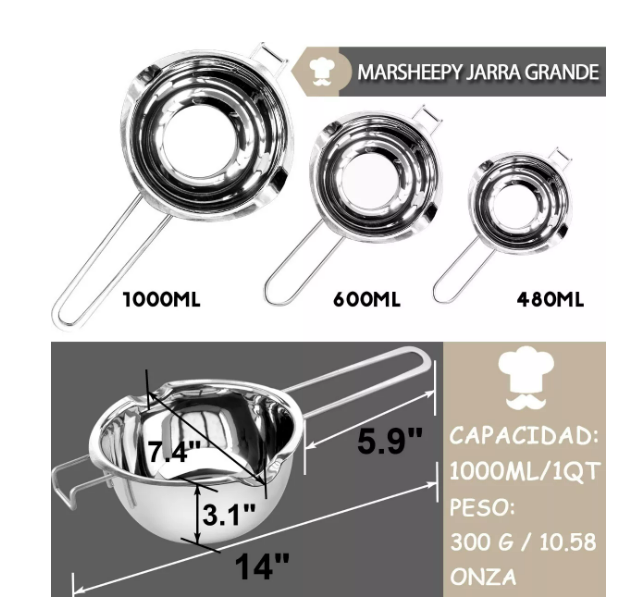 Foto 3 | Olla de Acero Inoxidable para Derretir Chocolate