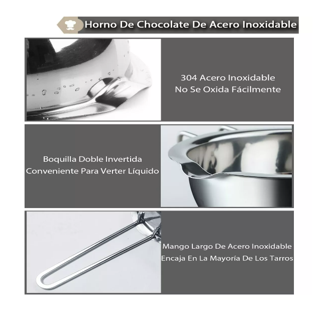 Foto 2 | Set de Olla Doble de Acero Inoxidable para Derretir Chocolate con Espátula de Silicona