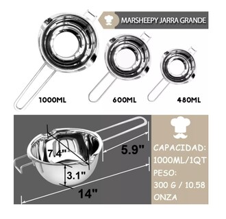 Foto 3 | Set de Olla Doble de Acero Inoxidable para Derretir Chocolate con Espátula de Silicona