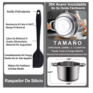 Foto 4 | Set de Olla Doble de Acero Inoxidable para Derretir Chocolate con Espátula de Silicona